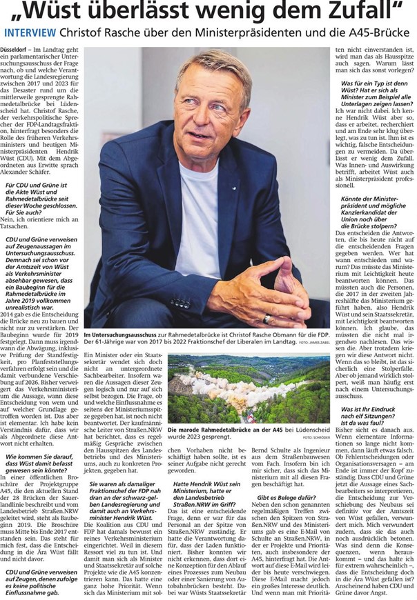 Rasche: "Wüst überlässt wenig dem Zufall"